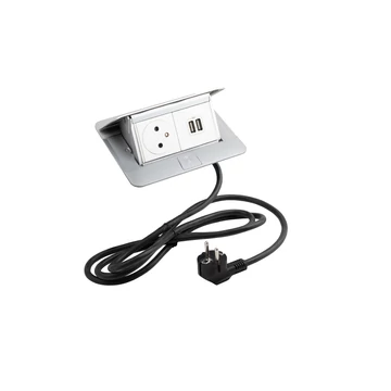 360977 - LEGRAND Pop-up v2, 1 x elektromos dugaszoló aljzat 230 V, 2 x USB, alumínium