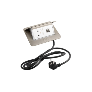 360978 - LEGRAND Pop-up v2, 1 x elektromos dugaszoló aljzat 230 V, 2 x USB, nemesacél