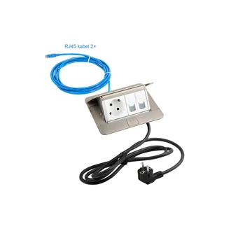 360980 - LEGRAND Pop-up v2,1xelektromos dugaszo.aljzat 230 V Schuko,2xadat RJ45,nemesacél