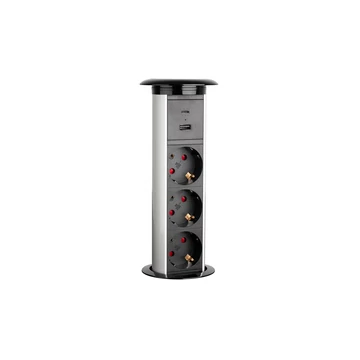 462120 - STRONG elektromos konnektor, 3x 230V, USB A+C, vezetéknélüli töltő, fekete, SCH