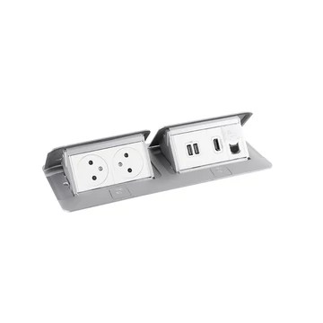 460104 - LEGRAND Pop-up dupla, 2x 230V, USB A + A tápegység, 1x RJ45, HDMI, alumínium