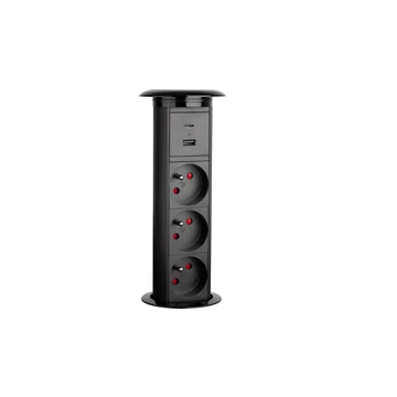 462117 - STRONG elektromos konnektor, 3x 230V, USB A+C, vezetéknélüli töltő, fekete, FR