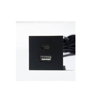 389605 - VersaPick, 2x USB A/C, négyszögletes, fekete mat, spiáter