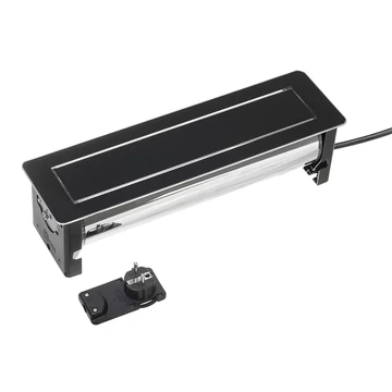 311920 - VersaTurn 3x 230V, 2x USB A 5V, fekete üveg