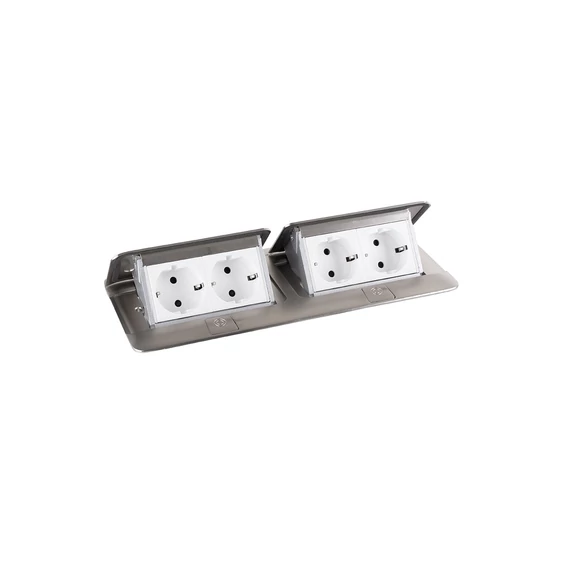 460138 - LEGRAND Pop-up dupla, 4x 230V, rozsdamentes, schuko